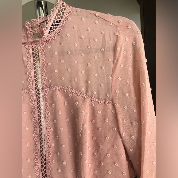 Bardōt Pink Boho Swiss Dot Long Sleeve Dress - Picture 5 of 9